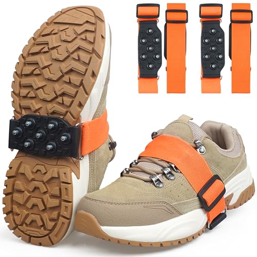 Ice Cleats Mid-Sole Snow Traction Cleats Crampons for Shoes and Boots Rotatable Non Slip Ice Grippers Overshoe with 7 Tung...