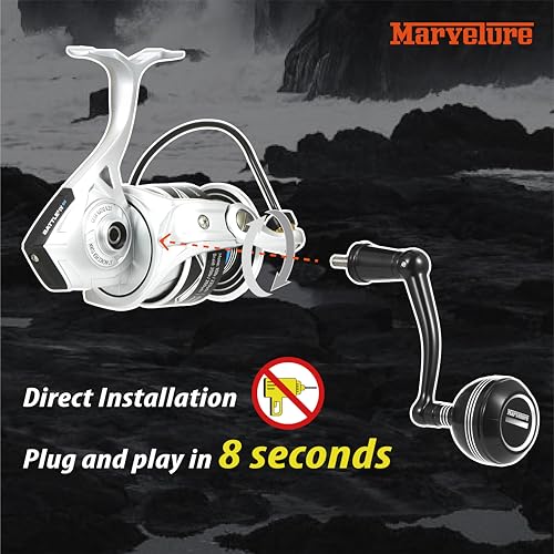 MARVELURE Foldable Power Handle for Penn Pursuit III IV, Battle DX III IV, Conflict I Spinning Fishing Reel Replacement Ha...