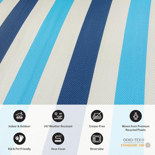 Rugshop Contemporary Stripe Reversible Crease-Free Waterproof Premium Recycled Plastic Outdoor Rugs for Patio,Backyard,RV,...