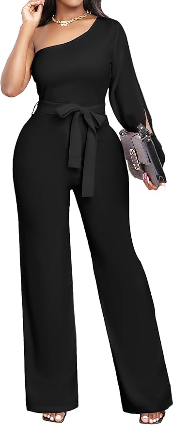 sexycherry Formal Jumpsuit for Women Dressy Elegant Long Straight Pants Jumpsuits for Party Club with Zipper
