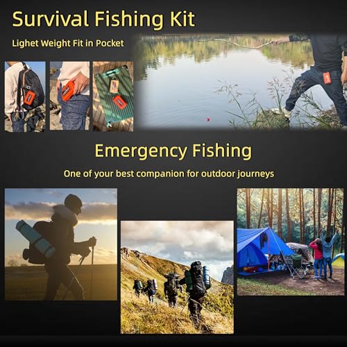 LoDinpo Mini Survival Fishing Kit Small Emergency Fishing TackleBox Pocket Outdoor Fishing Set Travel Party Fishing shoebo...