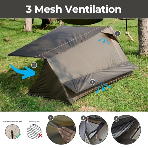 onewind Single Person Backpacking Tent with Topquilt, Ultralight Bivy Tent with Sleeping Bag