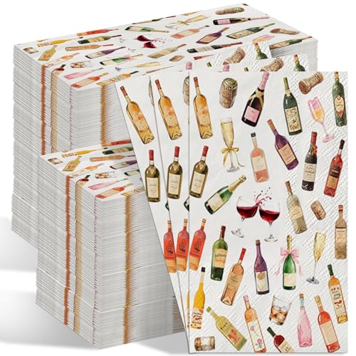 200 Pcs 13x15 Inch Large Wine Cocktail Party Napkins, 2-Ply Soft Absorbent Disposable Dinner Napkins for Wedding Bridal Sh...