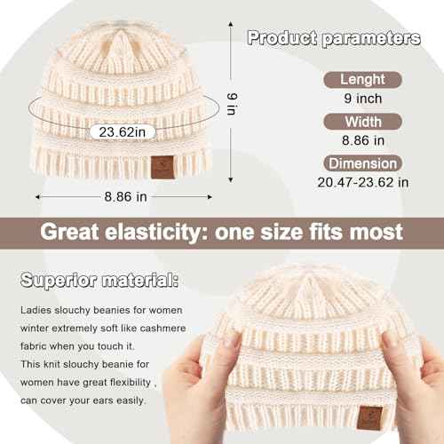 Beanies Hat for Women & Men,Warm Soft Knitted Beanie Unisex Cuffed Hat for Winter Fleece Lined Hats Snow Cap