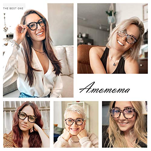 AMOMOMA Retro Oversized Reading Glasses for Women Blue Light Blocking Computer Readers Spring hinge AM6003