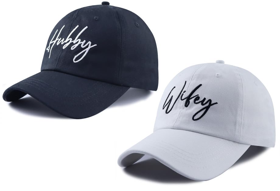 Engagement Gifts for Couples, Mr and Mrs Gifts Baseball Cap, Wifey Hubby Hats, Anniversary Christmas Birthday Wedding Essentials for New Wife Husband Black White