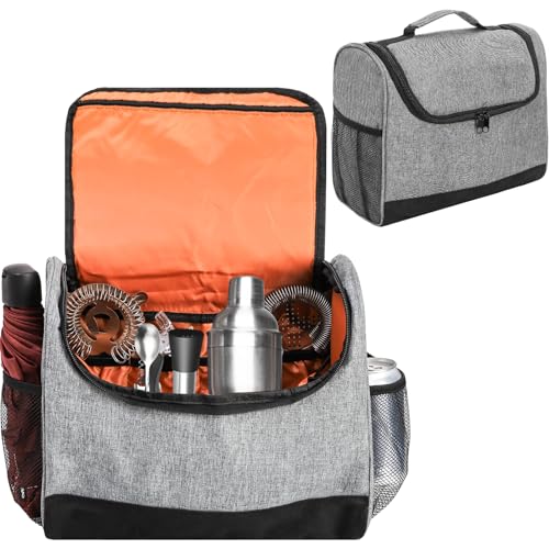 WUWEOT Travel Bartender Bag, Portable Bar Bag, Mixology Bartending Backpack with Padded Compartments and Handle for Tools ...