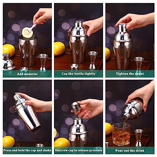 Umigy Cocktail Shaker Set Martini Shaker Bulk Stainless Steel Martini Mixer with Strainer and Double Measuring Jigger for ...