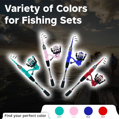 DaddyGoFish Spinning Fishing Rod and Reel Combo Set with Tackle Box | Kids Fishing Pole | Carbon Fiber Telescopic Fishing ...