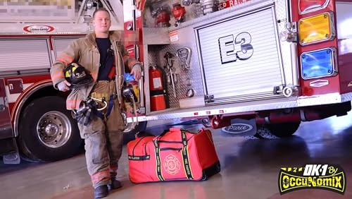 OccuNomix OK-3000 Large Gear Bag, “Firefighter” Woven In Reflective Trim Along Bag Straps, Maltese Cross Logo, 3 Compartme...