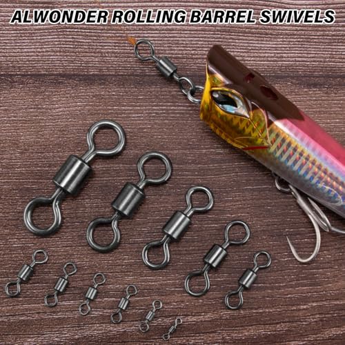 Alwonder Fishing Barrel Swivels, 40 to100-Pack Swivels Fishing Tackle Freshwater Saltwater Swivel Rolling Swivel Heavy Dut...