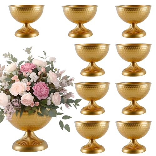 Gold Vases for Wedding Centerpieces, Set of 10 Metal Vase Small Table Centerpiece Flower Stands Wedding Arrangement for We...