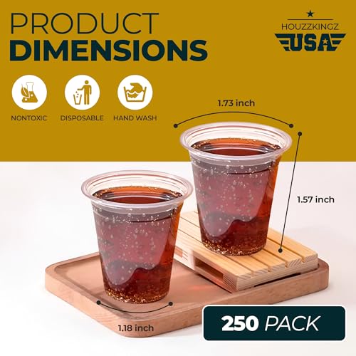 Plastic Shot Glasses Disposable 1.25 Oz – 250 Clear Plastic Shot Glass Cups Bulk for Liquors, Wine Tasting, Jello, Tequil...