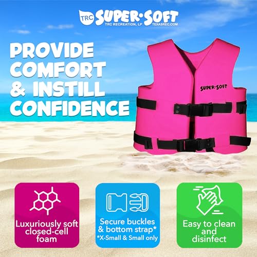 TRC Recreation Super Soft Child Size X Small Life Jacket USCG Approved Vinyl Coated Foam Swim Vest for Kids Swimming Pool ...