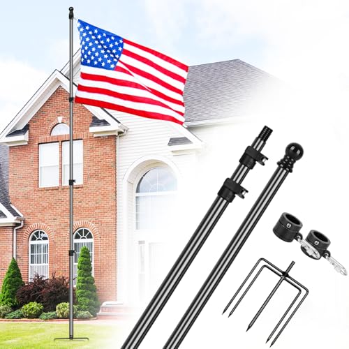 Msnaile 12 FT Carbon Fiber Flag Pole for Outside House in Ground, Flagpoles for Yard, Tangle Free Flag Pole Kit, Wind-Resi...