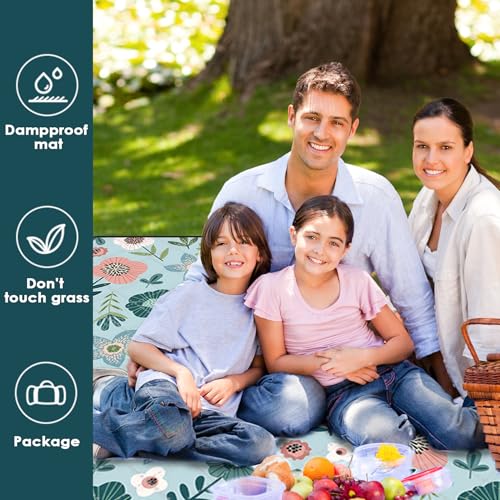 ODESUN 80"x60" Waterproof Picnic Blanket Large Outdoor Camping Blanket Foldable Picnic Camping Blanket Thicker Machine Was...