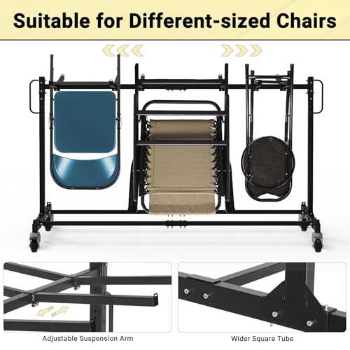 Eastrexon Folding Chair Rack, Heavy-Duty Folding Chair Cart with Swivel Wheels, 600 LBS Capacity for 12 Tables or 42 Chair...
