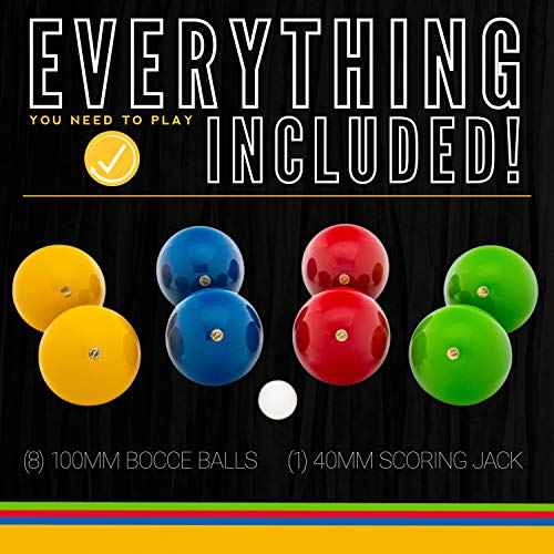 Franklin Sports Bocce Ball Set ? 8 Wooden Bocce Balls and 1 Pallino ? Beach, Backyard Lawn or Outdoor Party Game - Made in Italy