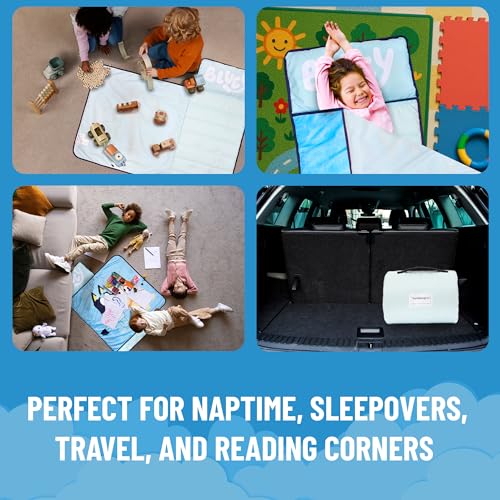 Jay Franco Kids Nap Mat with Embedded Pillow & Blanket – Soft 46"x20" Microfiber Sleeping Bag with Name Tag & Handle for S...