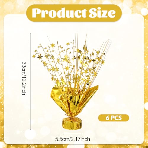 6 Pcs Metallic Foil Spray Centerpiece Star Table Decoration Gold Centerpieces Decors with Star Burst Table Centerpieces fo...