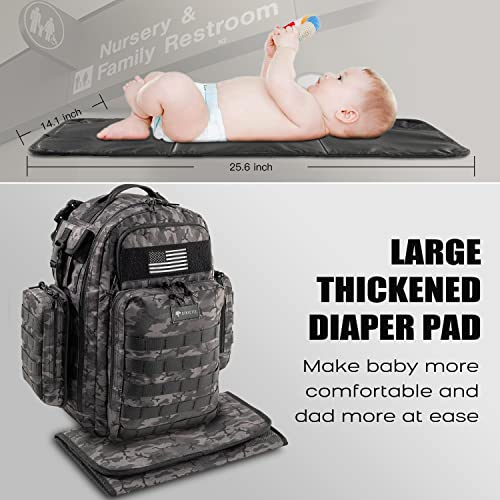 Dad Diaper Bag, Mens Diaper Bag Backpack with Diaper Changing Mat, Military Diaper Backpack with Molle Webbing, Waterproof...