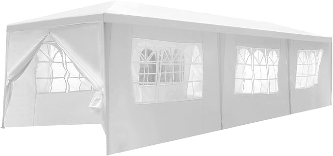Canopy 10'x30' Party Tent Heavy Duty Outdoor Gazebo Wedding Party Tent with 8 Removable Sidewalls Waterproof UV Resistant ...