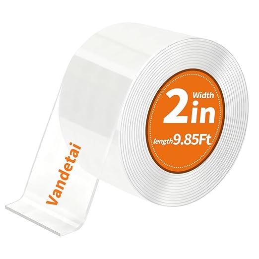 Double Sided Tape Heavy Duty Removable Nano Tape for Walls, Used for Carpet, Poster, Picture Hanging, Outdoor Multifunctional Mounting Tape (Clear, 2In x 9.85FT 1Pack)