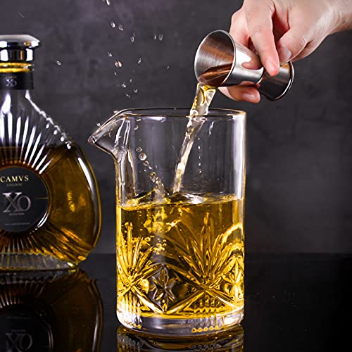 Cocktail Mixing Glass, veecom 18oz Mixing Glass 10 Piece Old Fashioned Kit, Cocktail Mixing Glass Set Bartender Kit with C...