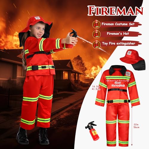 14Pcs Toddler Dress up Clothes,Boys Dress up Costumes for Play,Kids Dress up Set with Firefighter,Construction Worker,Che...