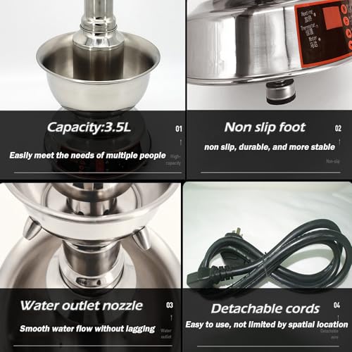 INTBUYING 3-Tier Red Wine Fountain Machine Champagne Beverage Warmer Dispenser Commercial Grade 3.5L 304 Stainless Steel 1...