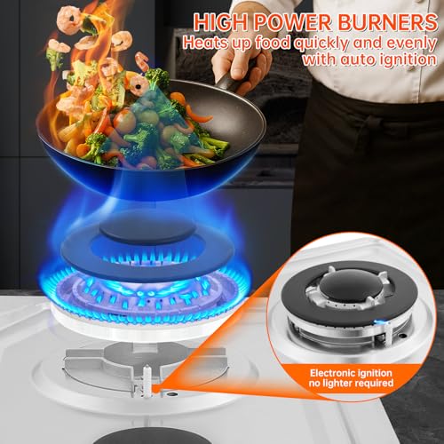 22″x20″ Built in Gas Cooktop 4 Burners Stainless Steel Stove with NG/LPG Conversion Kit Thermocouple Protection and Easy t...