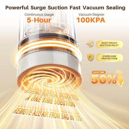 Vacuum sealer For Food,Compact Vacuum Sealer Machine (Vacuum Sealer + 10 Reusable Vacuum Bags,Cordless Handheld Vacuum Sea...