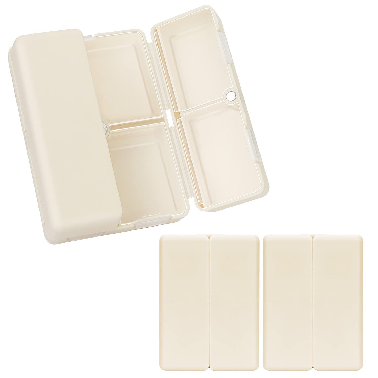 FYY Daily Pill Organizer,2 Pcs 7 Compartments Portable Pill Case Travel Pill Organizer,[Folding Design] Pill Box for Purse Pocket to Hold Vitamins,Cod Liver Oil,Supplements and Medication-White