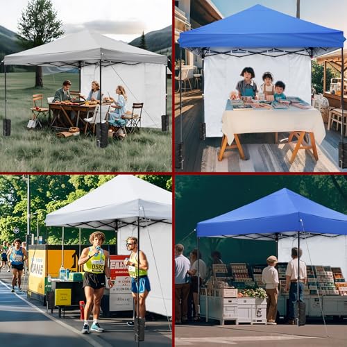 10x10 Pop Up Canopy-Instant Outdoor Tent with Roller Bag,4 Sand Bags&1 Sidewalls for Instant Tents,Waterproof Top Cover fo...