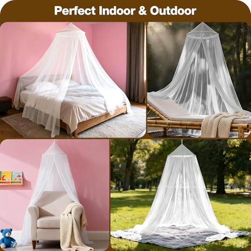 LionLively White Bed Canopy for Girls,Kids Princess Round Dome Bed Curtain, Dreamy Mosquito Netting for Girls, Bedroom Acc...