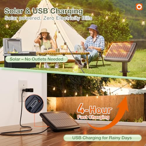 addlon 54(48+6) FT Solar String Lights Waterproof,Patio Lights Solar Powered with Remote & USB Port 15+1 LED Shatterproof ...
