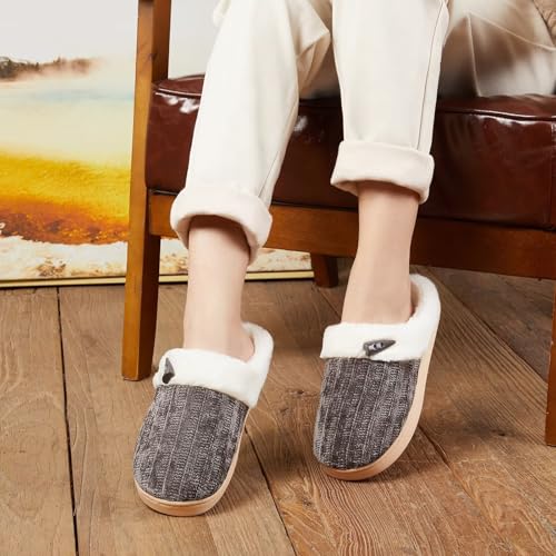 Women's Comfy House Slippers Memory Foam Fuzzy Bedroom Scuffs Slippers Indoor Outdoor Anti Skid Home Shoes with Warm Plush...