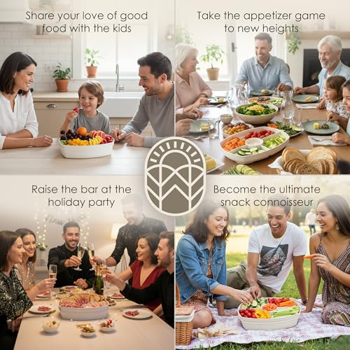 15" White-Colored Chilled Serving Tray - 3-Tier Ice Party Platter with 4 Compartments, Ice Tray & Lid, BPA-Free Melamine, ...