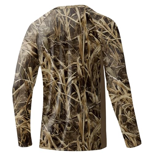 Huntrex Men's Camo Hunting Shirt with Zipper Pocket – UPF 50+ Fishing Shirts Sun Protection Long Sleeve Quick-Drying