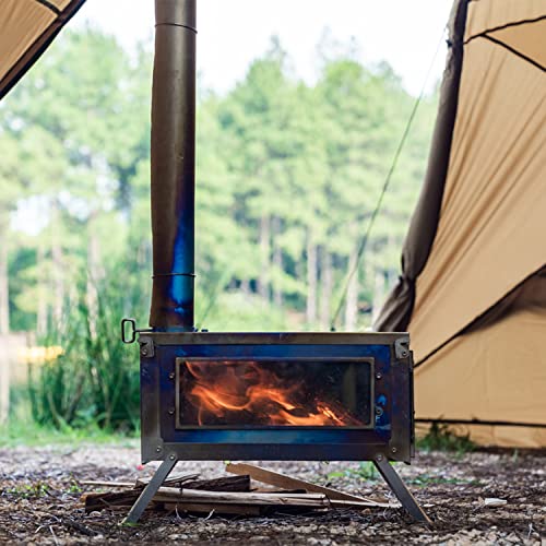 FireHiking Titanium Stove Pipe Folding Portable Camping Tent Stove Chimney Flue with 10 Clamps 9.8 ft