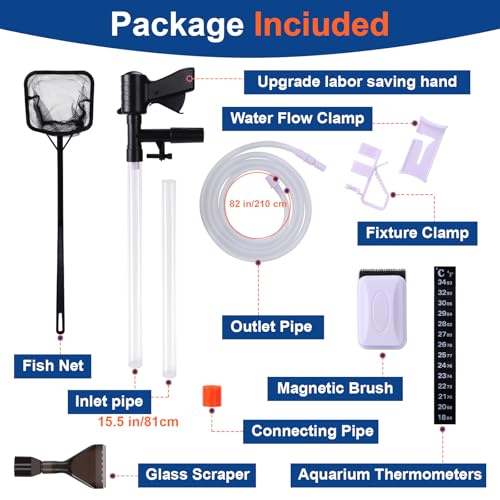 lounginglife Fish Tank Cleaner Kit, Gravel Vacuum for Aquarium, Fish Tank Aquarium Vacuum Gravel Cleaner, Aquarium Siphon ...