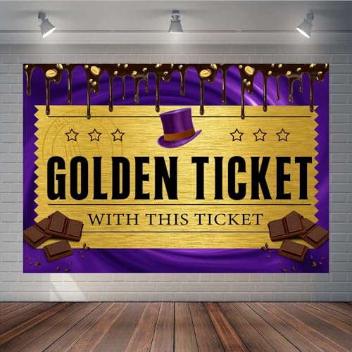 TOAOFY 7x5FT Chocolate Factory Backdrop Golden Ticket Backdrop Candy Party Background Kids Birthday Party Banner Baby Show...
