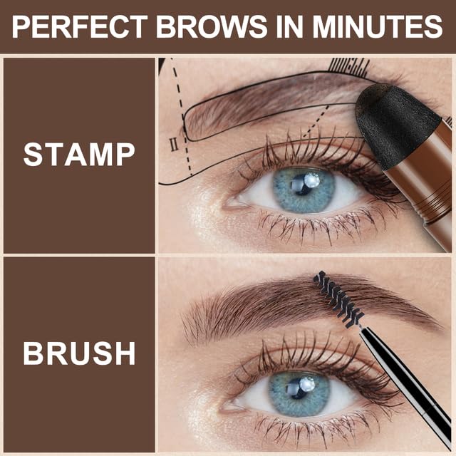 Eyebrow Stamp Stencil Kit - Eyebrow Powder, Makeup for Natural-Looking Brows, Eyebrow Stamp Kit with 27 Reusable Stencils, Easy