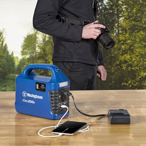 Westinghouse 194Wh 300 Peak Watt Portable Power Station & Solar Generator, Modified Sine Wave AC Outlet, Backup Lithium Ba...