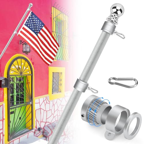 Sinyoeer 6FT Flag Poles, Carbon Fiber Heavy Duty Flagpoles for Outside House, House Flag Poles for Porch, 1 inch Flag Pole...
