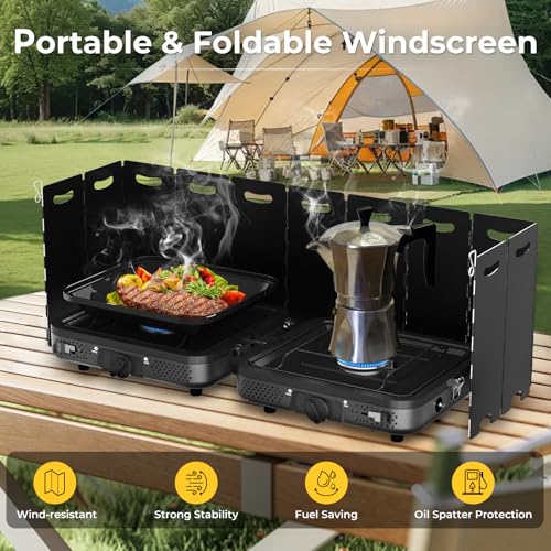 2 Burner Portable Camping Stove Propane, Folding Propane Stove for Camping, Camp Stove with 17,000 BTU,Two Adjustable Burn...