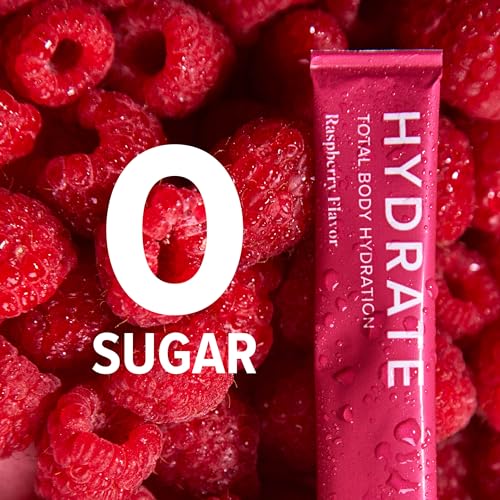 Isagenix Hydrate - Superior Hydration with 1625+ mg of Essential Electrolytes - No Added Sugar - Raspberry Flavor - 0.2 oz...