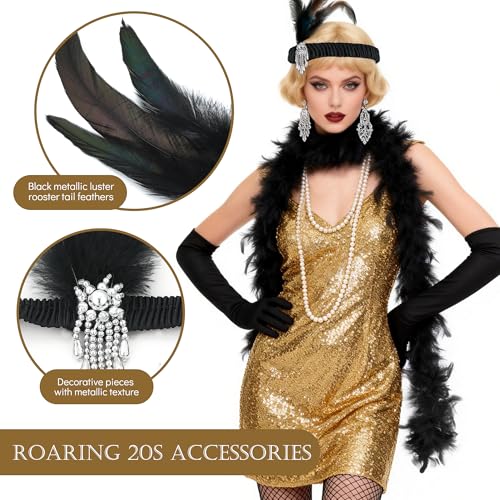 RIOSO 1920s Accessories for Women Roaring 20s Headpiece Costumes Accessories Womens Flapper 20s Gatsby Costume Outfit