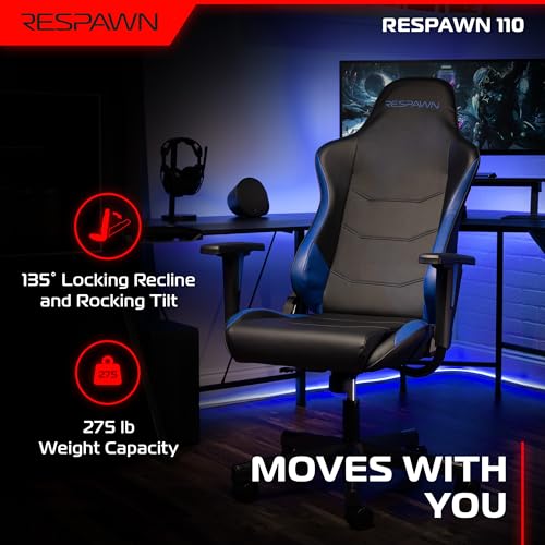 Respawn 110 Ergonomic Gaming Chair - Reclining Office Video Game Swivel Chair with Lumbar Support, Headrest, Heavy Duty, H...