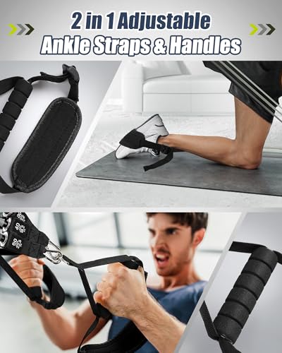 Upgraded Pilates Bar Kit with Resistance Bands Natural Latex for Women & Men, Heavy-Duty Stainless Steel Multifunctional Y...